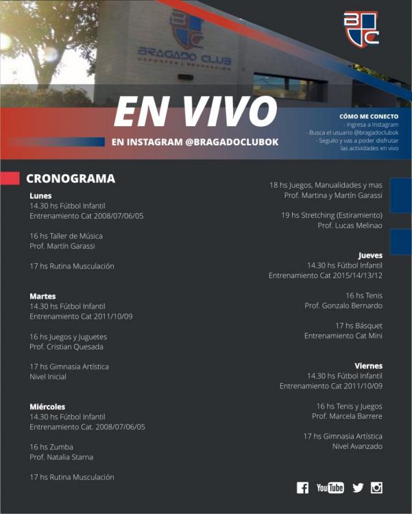 Bragado Club pone en marcha actividades virtuales libres y gratuitas