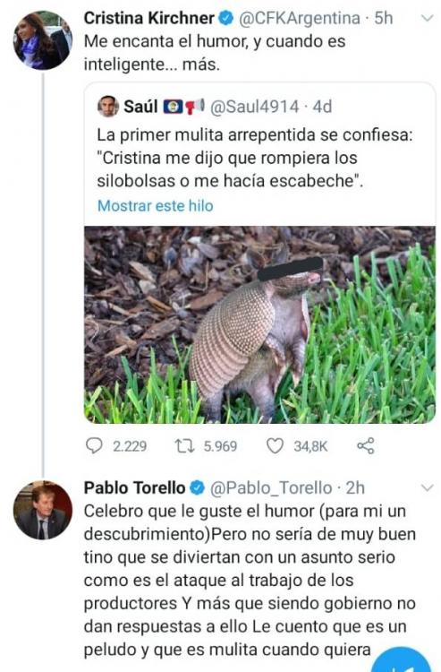 Torello se puso los pantalones y se cruzó en Twitter con Cristina Kirchner