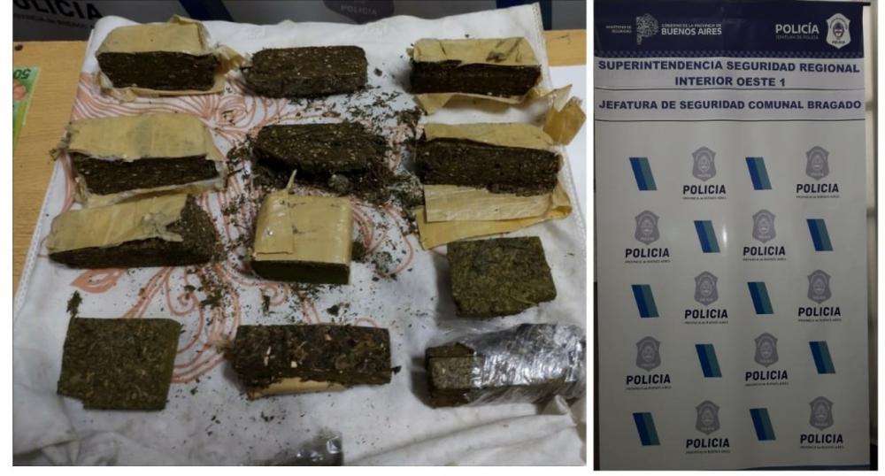 Detienen al conductor de un auto cuando transportaba casi 1 kilo de marihuana