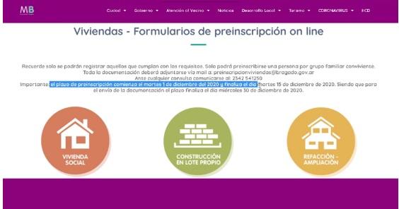 El municipio habilitó la pre inscripción para los planes habitacionales