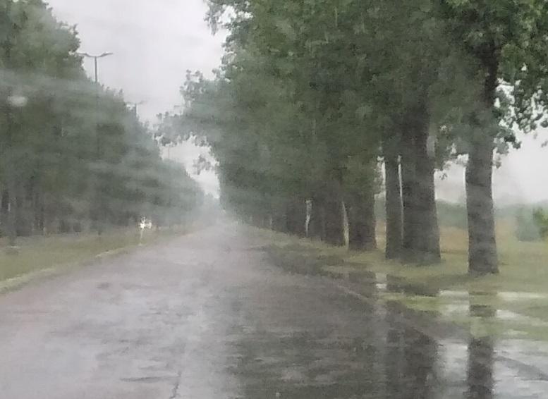 Un auto se despistó bajó la intensa lluvia en Ruta 46