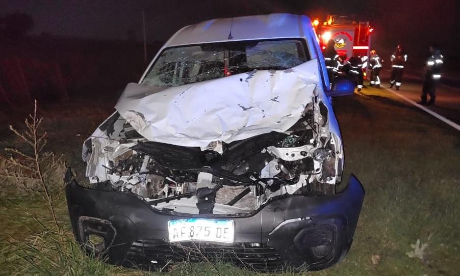 Camioneta embistió a un vacuno en plena ruta 5